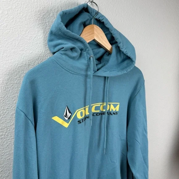 Vintage Volcom‎ Stone Company Mens Y2K Hoodie Size L Blue Preppy 90s Skater - Picture 3 of 16